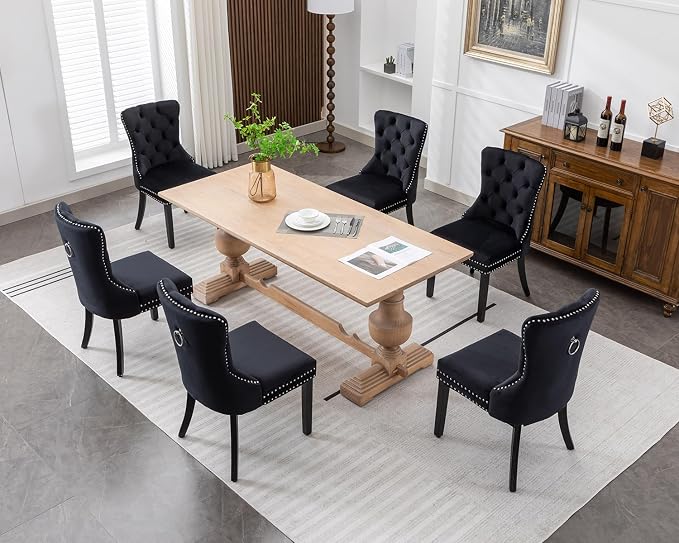 KCC Velvet Dining Chairs Set of 6, Upholstered High-end Tufted Dining Room Chair - Image 10