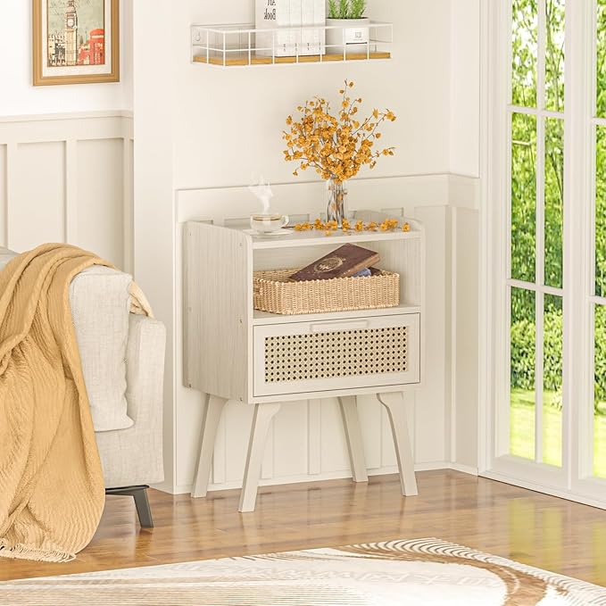 Lerliuo Rattan Nightstand, Side Table - Image 2