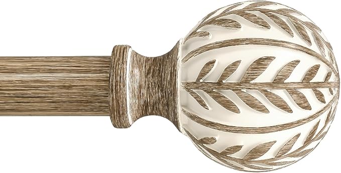 QDWIS Boho Wood Curtain Rods for Windows 72 to 144 inch, Rustic Decorative by Unknown