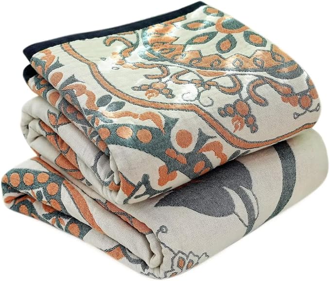 LUTBM Boho Throw Blanket for Bed 100% Cotton Ultra Soft Rustic Quilt Floral by LUTBMFindYourFreeSpiritatHome