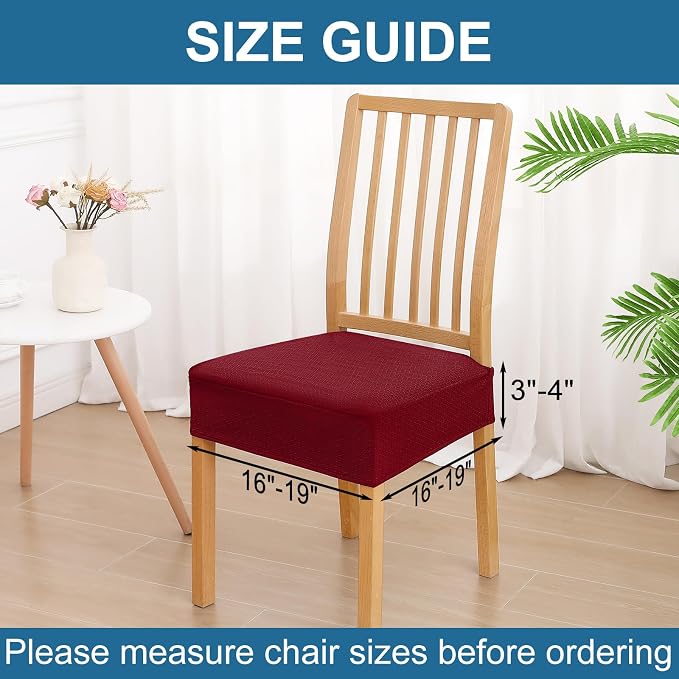 Smiry Waterproof Seat Covers for Dining Room Chairs Set of 4, Stretch Jacquard - Image 2
