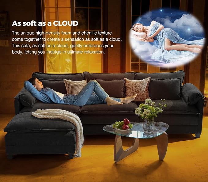 ELUCHANG 116" Luxury Modular Sectional Sofa, Comfy Deep Seat Cloud Couch - Image 4