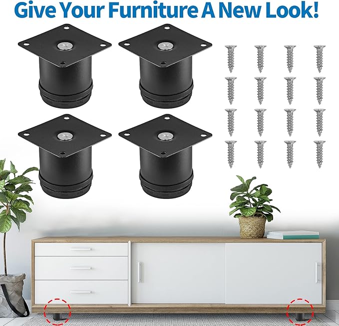 2.5 Inch Metal Furniture Legs Stainless Steel Adjustable Legs Black Metal Legs - Image 2