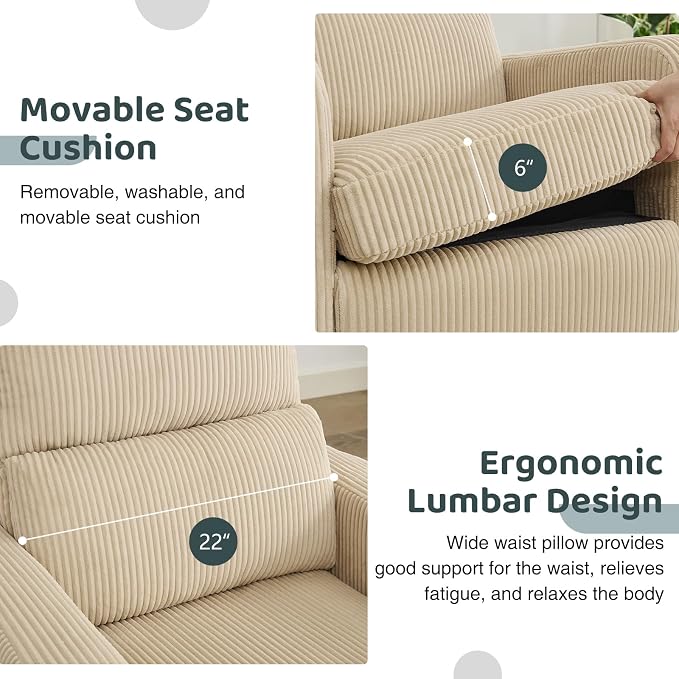 Swivel Rocker Recliner, Oversized Power Recliner Nursery Glider - Image 6
