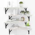 ROMGUAR CRAFT Corner Floating Shelves Wall Mounted Set of 4, Rustic Wood by ROMGUAR+CRAFT