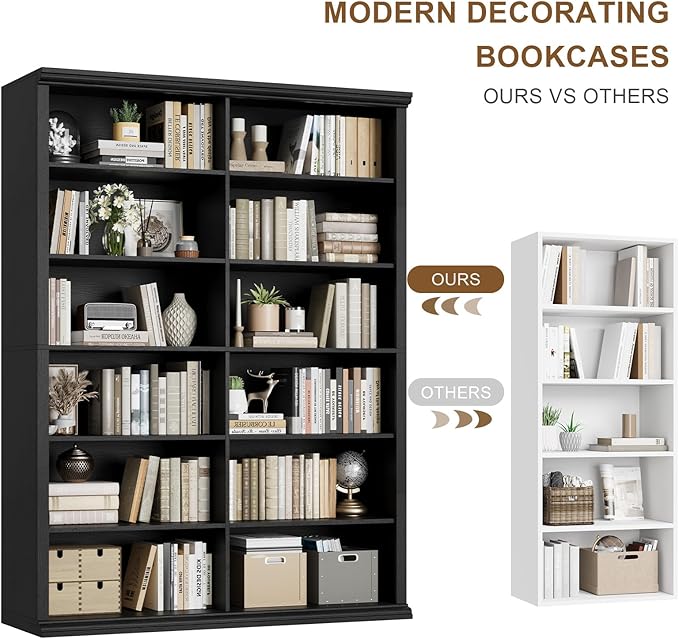 Rresyet 71.8" L *47.2“W Wooden Bookcase and Bookshelf – Extra Large Bookshelf - Image 3