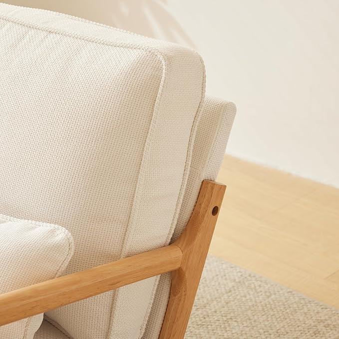 VINGLI Cozy Living Room Chairs, Coarse Linen Beige Accent Chairs Set of 2 - Image 6