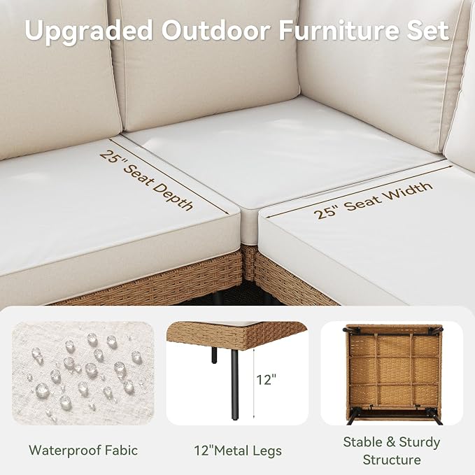 Aoxun 8 Piece Patio Furniture Set, 8 Seats Outdoor Sectional Sofas - Image 2
