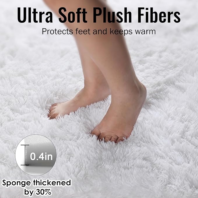PAGISOFE White Fluffy Shag Area Rugs - Image 7