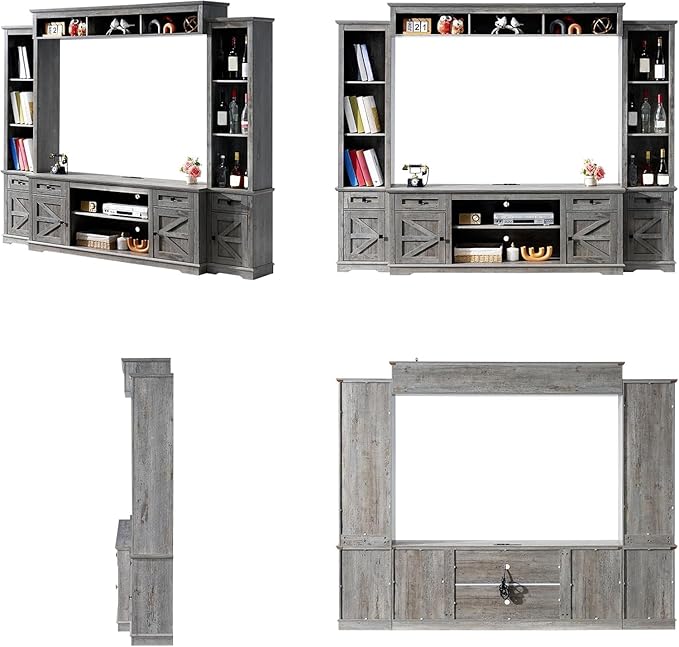 AMERLIFE 98" Farmhouse Entertainment Center Fits 75" TVs, Wall Unit - Image 7