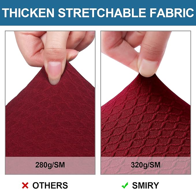 Smiry Waterproof Seat Covers for Dining Room Chairs Set of 8, Stretch Jacquard - Image 4