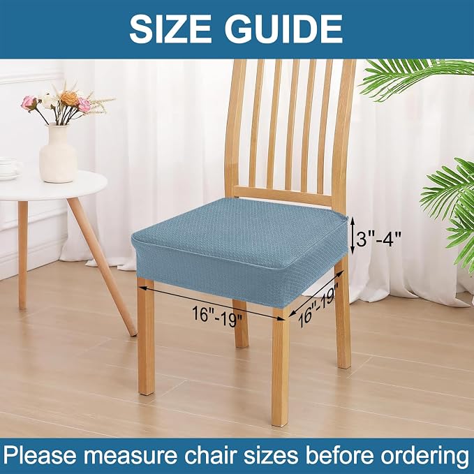 Smiry Waterproof Seat Covers for Dining Room Chairs Set of 2, Stretch Jacquard - Image 2
