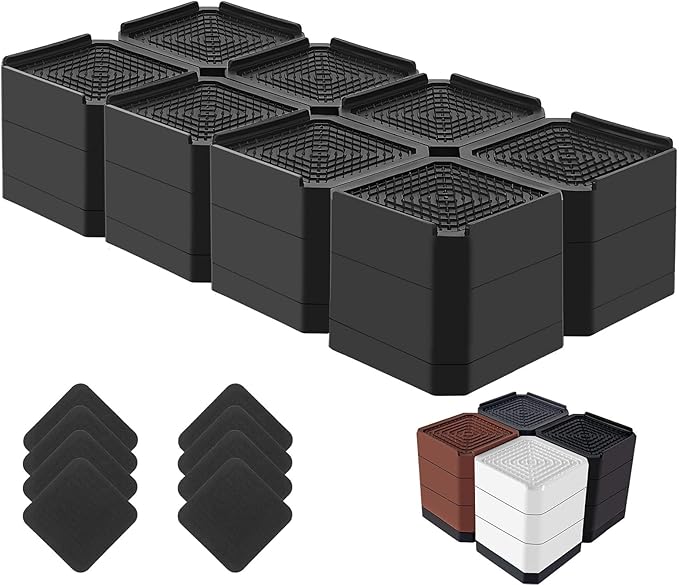 Bed Risers Heavy Duty, Adjustable Furniture Riser Blocks Lift 1.5, 4.3 inches by LiftLevelYourBed