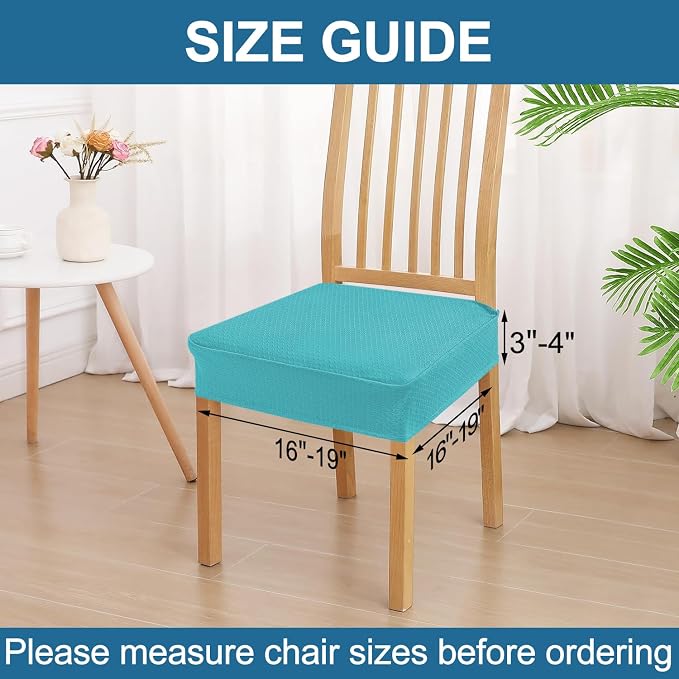 Smiry Waterproof Seat Covers for Dining Room Chairs Set of 6, Stretch Jacquard - Image 2