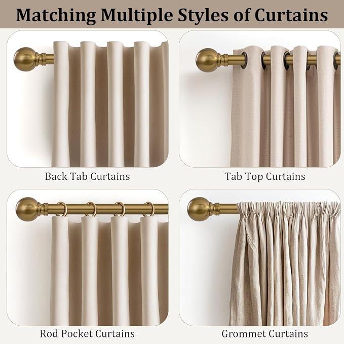 2 Pack Warm Gold Curtain Rods Set - Image 4