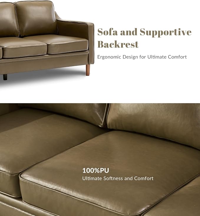 Kingfun Living Room Furniture Sets, 3 Seater Couch and Armchair, Mid Century - Image 4