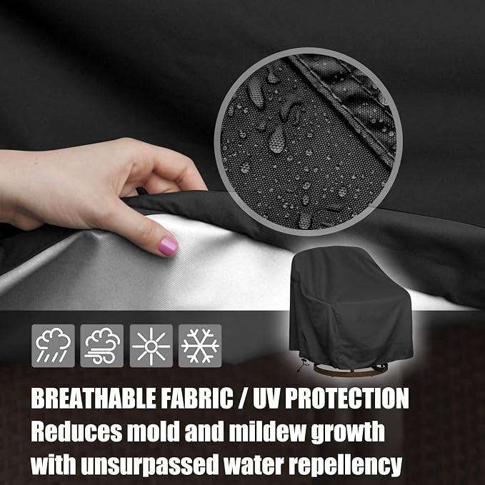Outdoor Swivel Lounge Chair Cover, Fits to Lawn Patio Chairs, 420D - Image 3