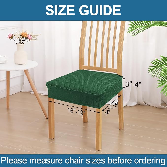 Smiry Waterproof Seat Covers for Dining Room Chairs Set of 8, Stretch Jacquard - Image 3