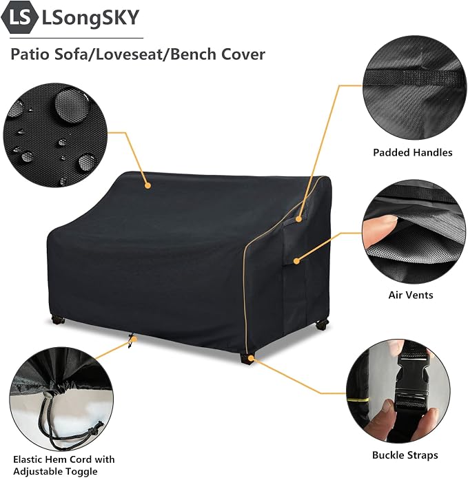 Outdoor 2-Seater Loveseat Cover, Patio Sofa Covers Fits up to 58W x 32.5D x 31H - Image 4