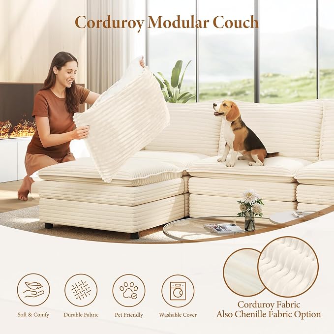 Vesgantti Large Modular Sectional Sofa, Big Comfy Cloud Couch - Image 6