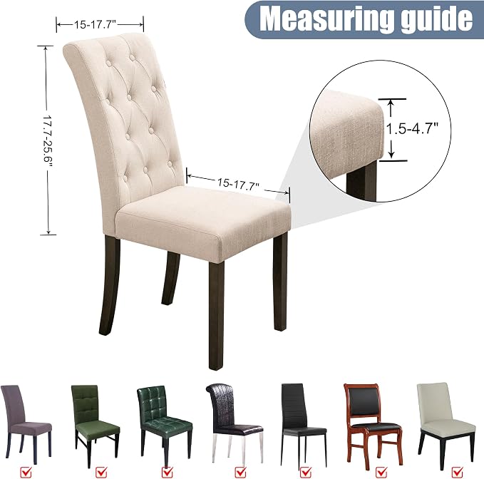 BIETYONE Stretch Dining Chair Covers Set of 2, Soft Removable Washable Kitchen - Image 5
