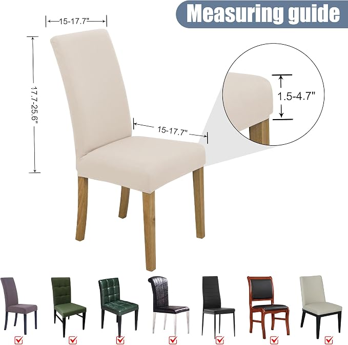 BIETYONE Stretch Dining Chair Covers Set of 6, Soft Removable Washable Kitchen - Image 5