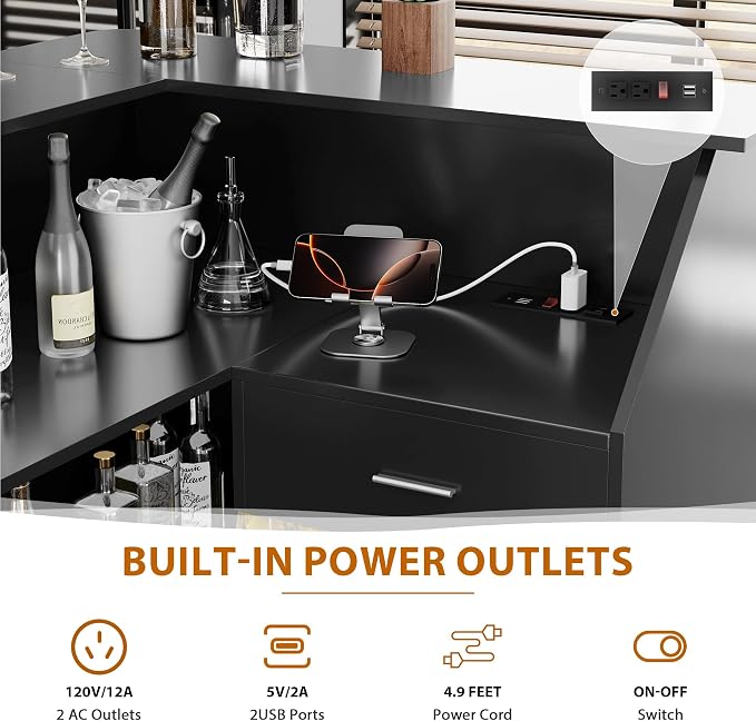 Godchoices L Shaped Home Bar Unit - Image 5