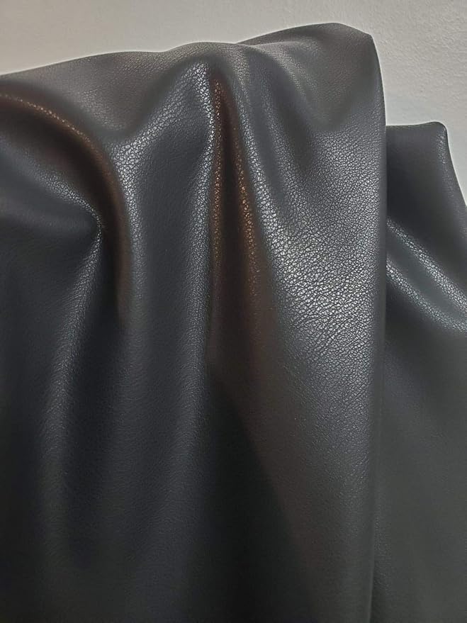 Black Faux PU Leather Fabric Sheet by The Yard Synthetic Pleather 0.7 mm Nappa - Image 2