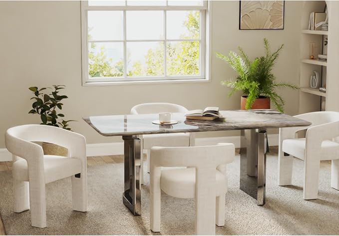 VESCASA Linen Barrel Dining Chair - Image 4