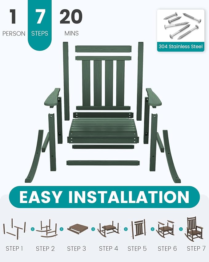 SEWALL HDPE Rocking Chair, Oversized Outdoor Rocking Chair - Image 7