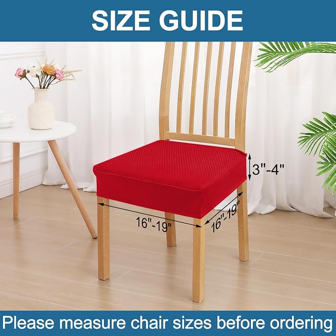 Smiry Waterproof Seat Covers for Dining Room Chairs Set of 6, Stretch Jacquard - Image 2