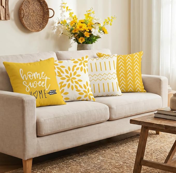 YCOLL Pillow Covers 16x16 Set of 4, Modern Sofa Throw Pillow Cover, Decorative - Image 2