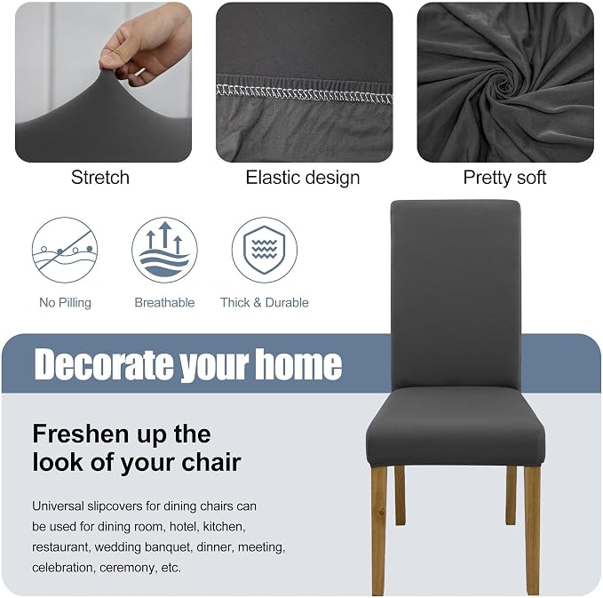 BIETYONE Stretch Dining Chair Covers Set of 6, Soft Removable Washable Kitchen - Image 3