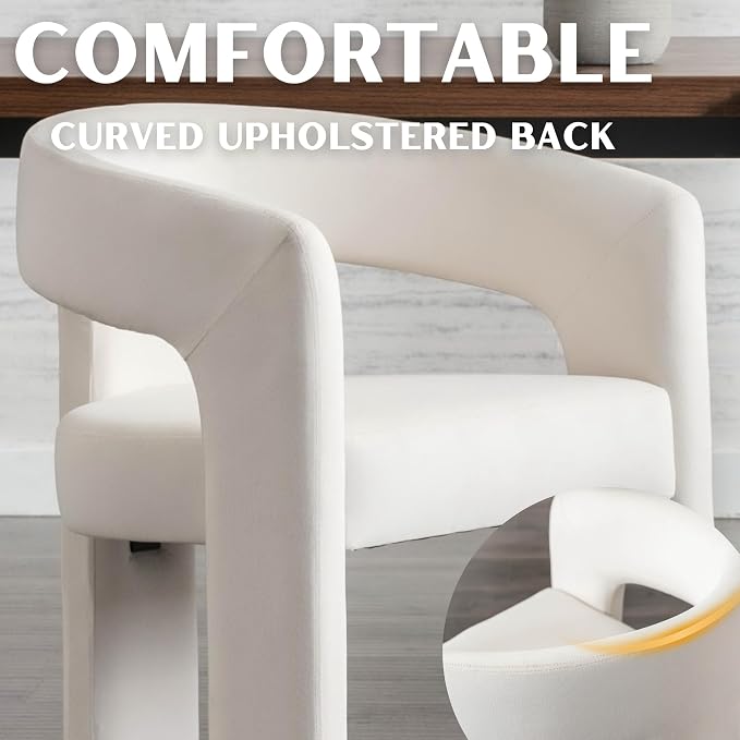 RIVOVA Modern Barrel Dining Chair, Velvet Upholstered Accent Side Chair - Image 4