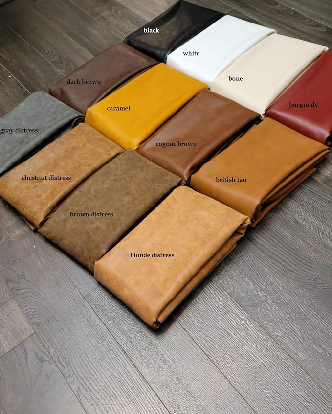 NAT Leathers | Brown Distressed Soft Faux Vegan Leather PU | 10 Yards 360" x - Image 5