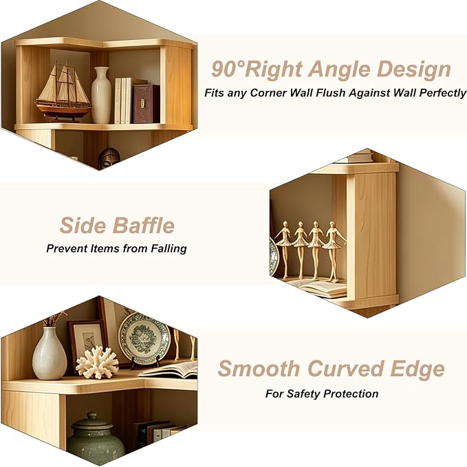 Tall Corner Bookshelf, 6 Tier Corner Book Shelf Etagere Bookcase - Image 4