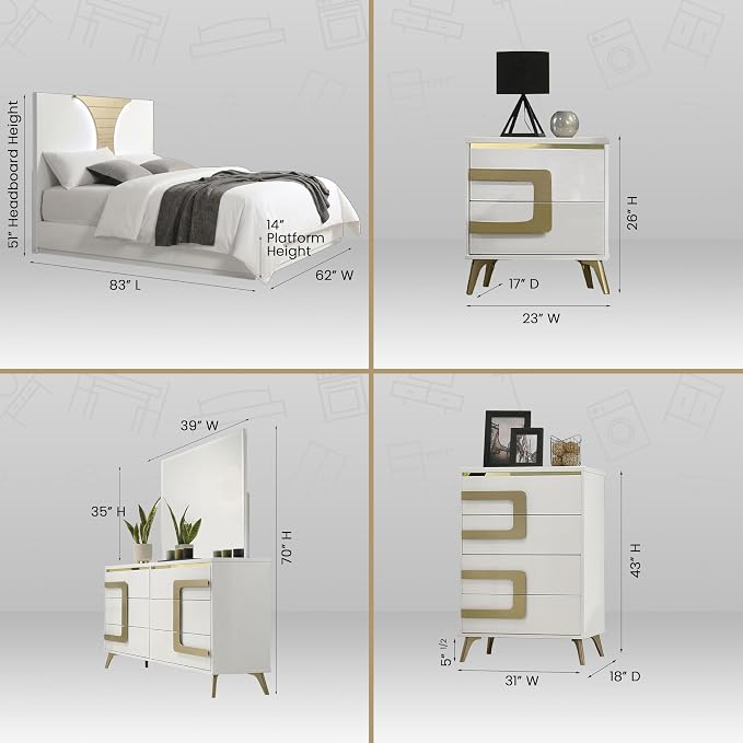 Kings Brand Furniture Claire 6-Piece Queen Size Bedroom Set - Image 6