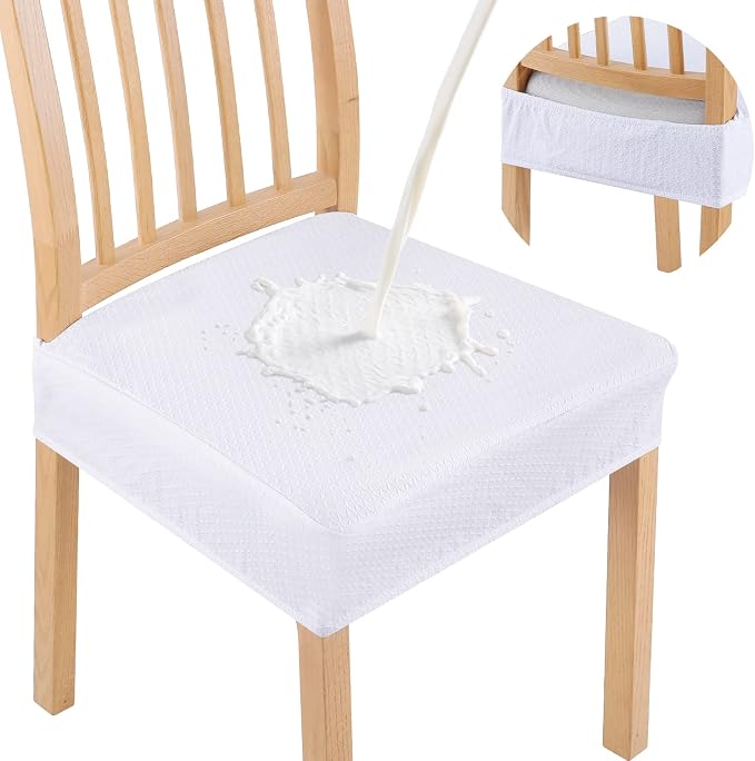 Smiry Waterproof Seat Covers for Dining Room Chairs Set of 6, Stretch Jacquard by Smiry