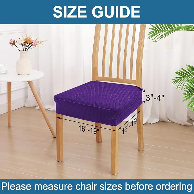 Smiry Waterproof Seat Covers for Dining Room Chairs Set of 2, Stretch Jacquard - Image 3
