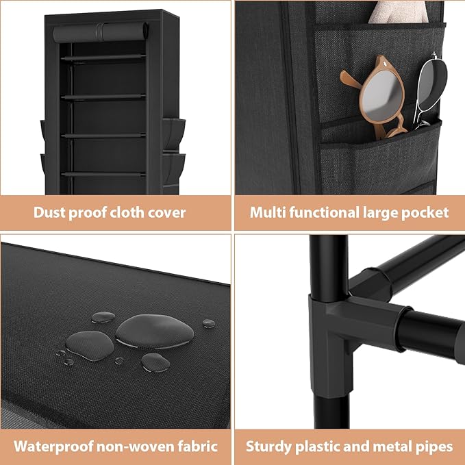 VTRIN Vertical Narrow Shoe Rack Organizer 10 Tier Tall Shoe Shelf Holds 20-22 - Image 4