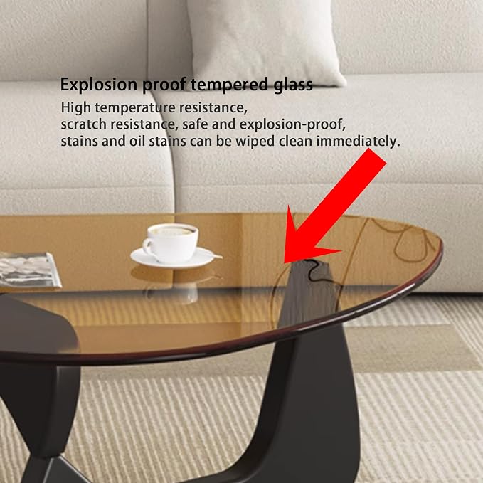 EASYSOUL Modern Glass Coffee Table, 32.68" D x 22.44" W x 15.75" H, Abstract - Image 3