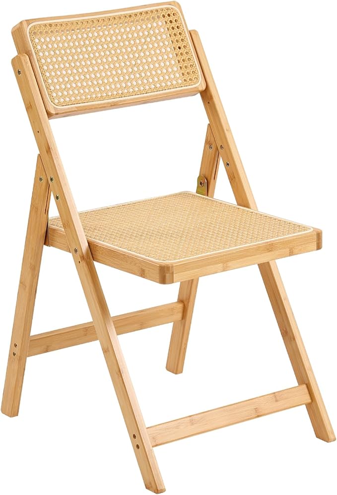 Furlide Rattan Folding Chair, Modern Mid Century Dining Chair Set of 1 by Furlide