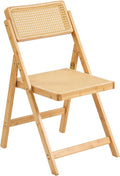 Furlide Rattan Folding Chair, Modern Mid Century Dining Chair Set of 1 by Furlide