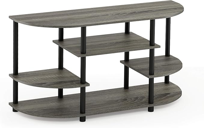 Furinno JAYA Simple Design Corner TV Stand, French Oak Grey/Black, 42.04 x - Image 4