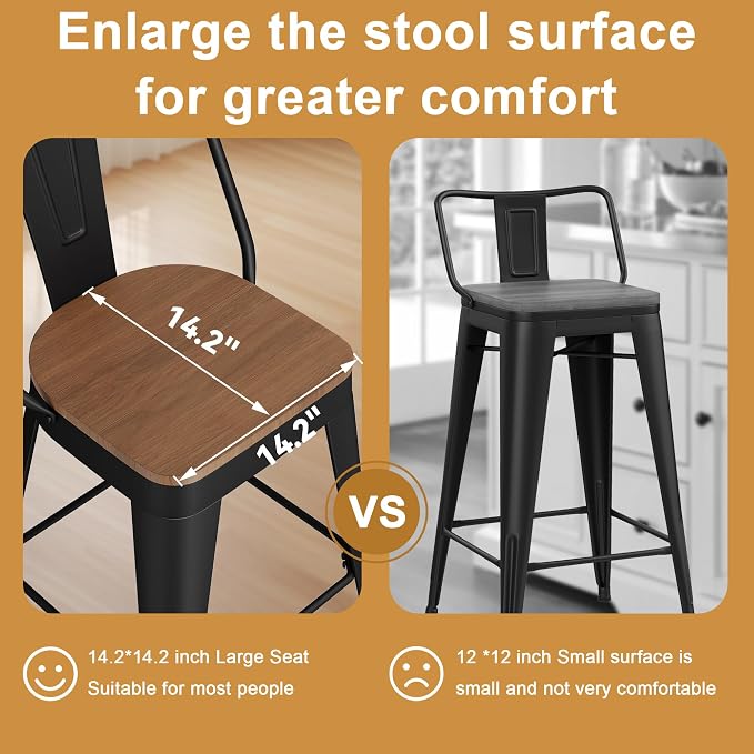 Andeworld Metal Bar Stools Set of 4, 26 inch Counter Height Barstools - Image 4