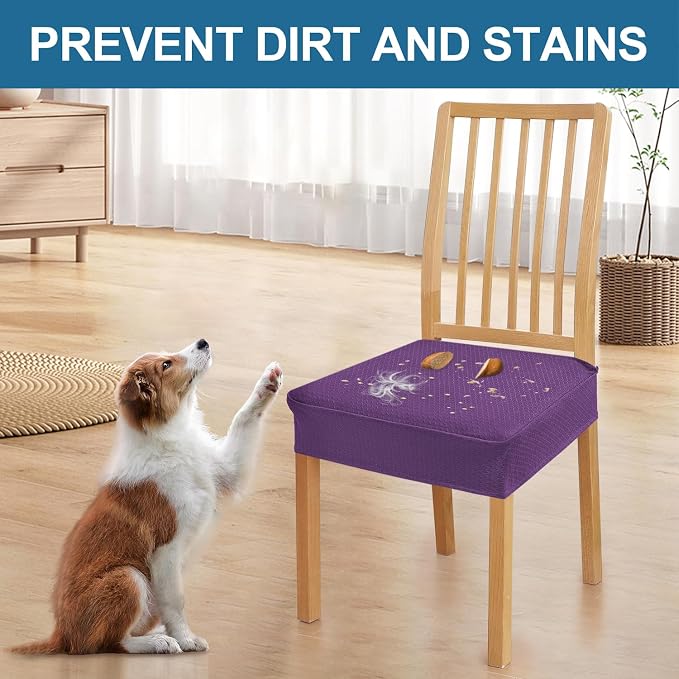 Smiry Waterproof Seat Covers for Dining Room Chairs Set of 2, Stretch Jacquard - Image 7