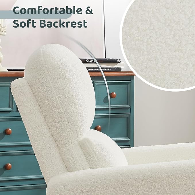 Power Swivel Rocker Recliner, Oversized Boucle Nursery Glider Recliner - Image 5