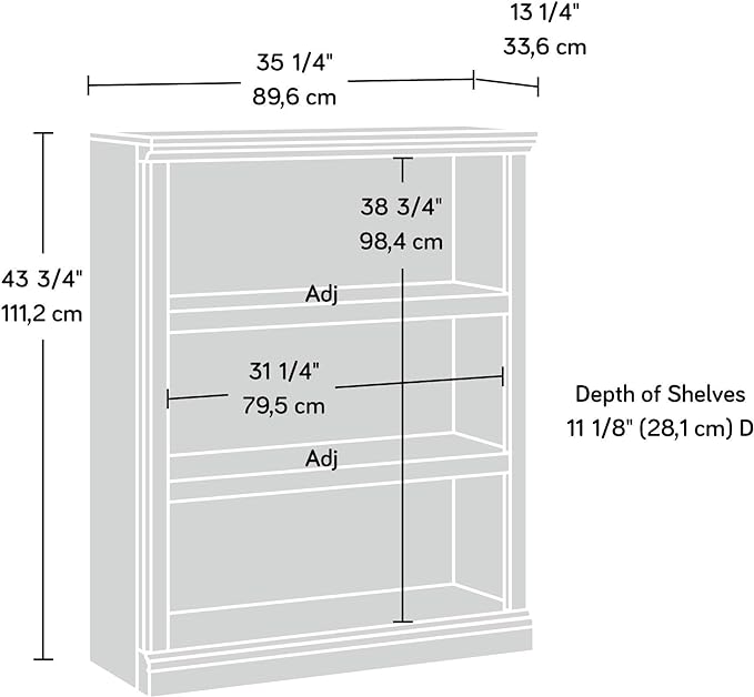 Sauder Miscellaneous Storage 3-Shelf Bookcase/ book shelf, Chalked Chestnut - Image 3