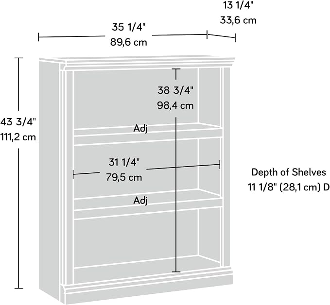 Sauder Miscellaneous Storage 3-Shelf Bookcase/ Book Shelf, Lintel Oak finish - Image 3