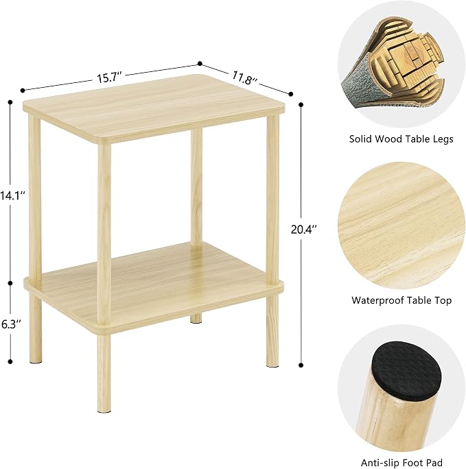 Apicizon 2 Tier End Table Set of 2, Small Side Table - Image 3